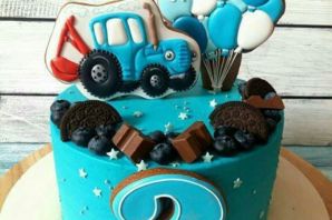 Торт на 2 года мальчику синий трактор