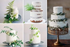Белый свадебный торт с зеленью