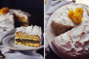 Маковый торт с лимонным курдом и безе