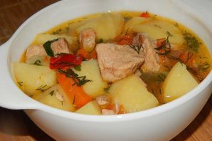 Суп с крупной картошкой и мясом