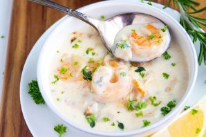 Сливочный крем суп с креветками