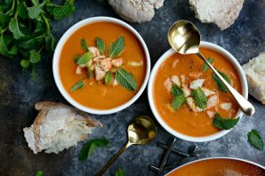 Крем суп томатный с креветками