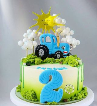 Торт синий трактор 2 года