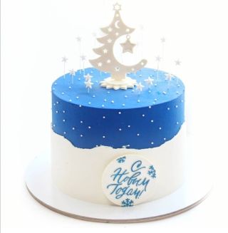 Новогодний торт голубой