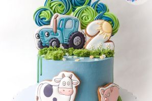 Торт для мальчика синий трактор