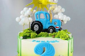 Торт синий трактор 2 года