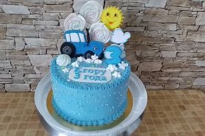 Торт на 1 годик мальчику синий трактор