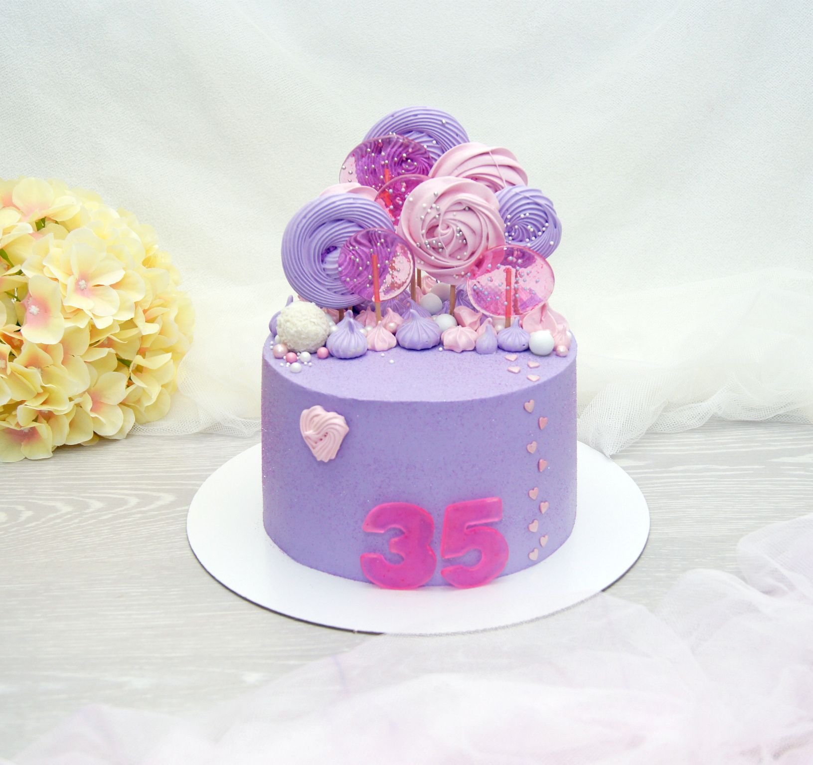 Розово фиолетовый торт для девочки