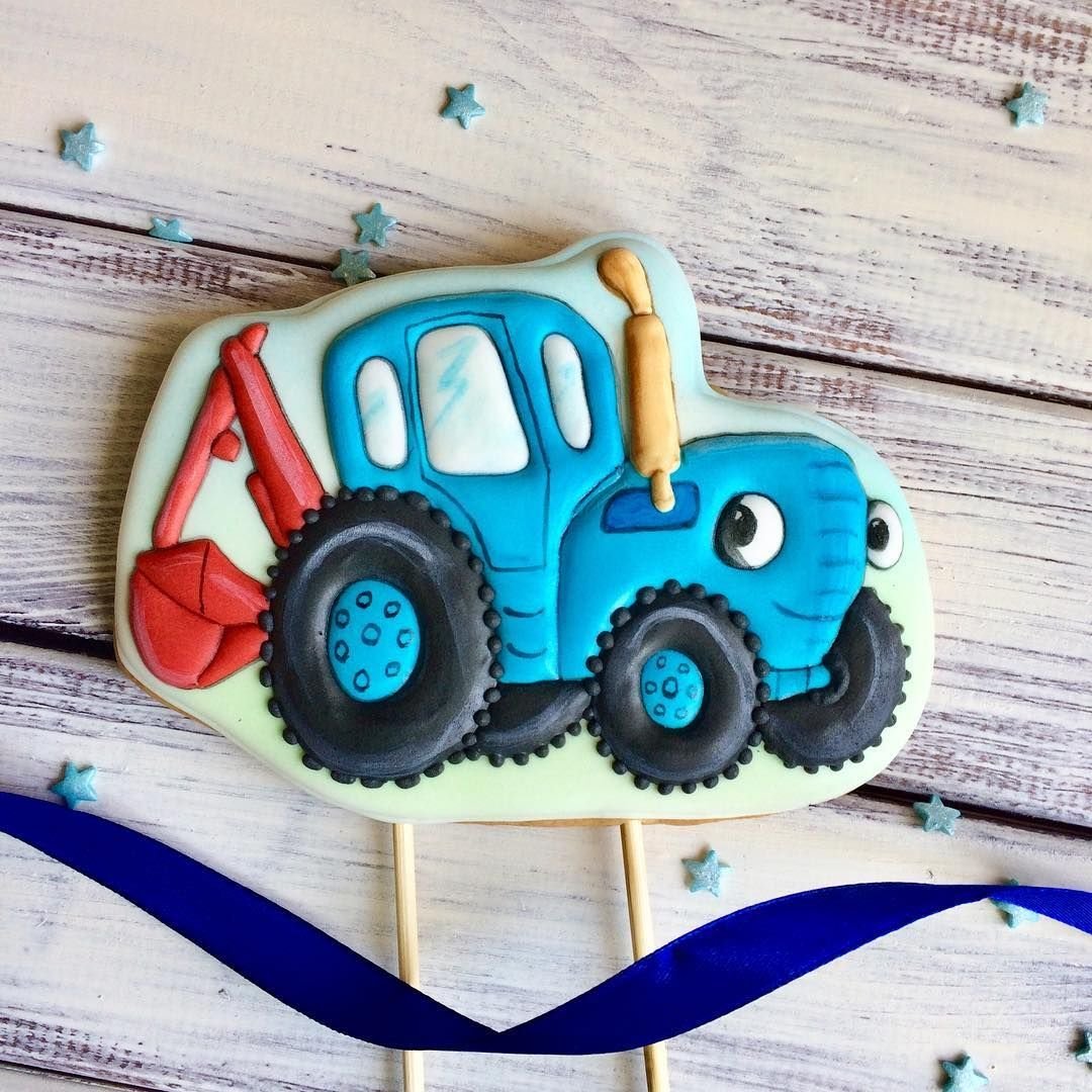 Синий трактор картинка на торт