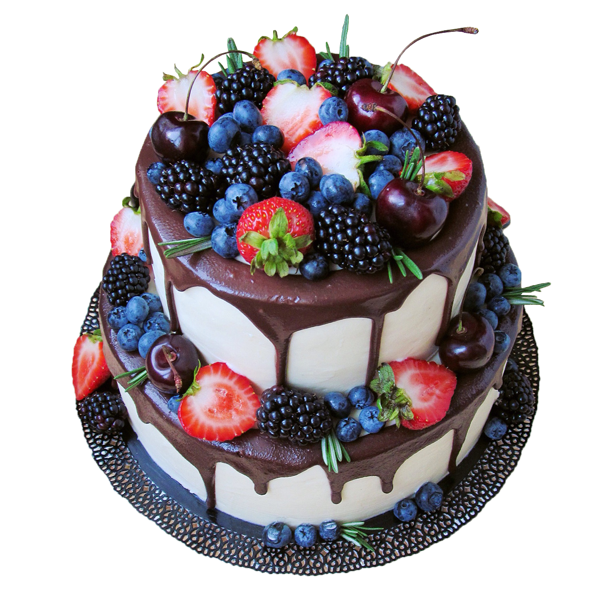 Торт с фруктами сверху декор