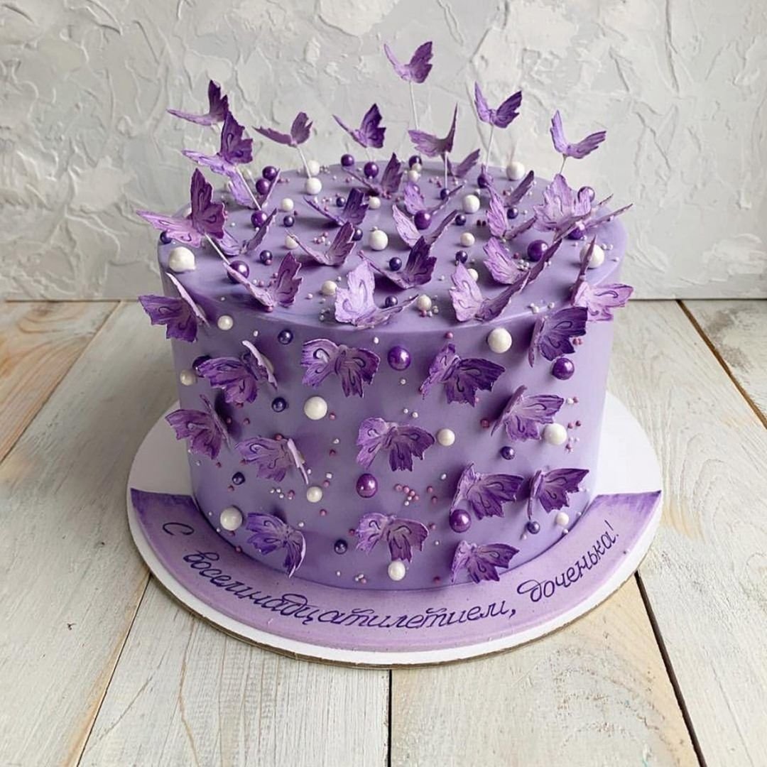 Торт фиолетовый на день рождения девушке