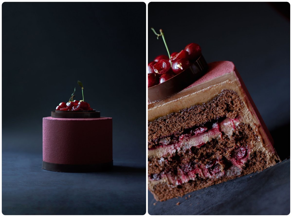 Вишнево шоколадный торт c крем ганаш