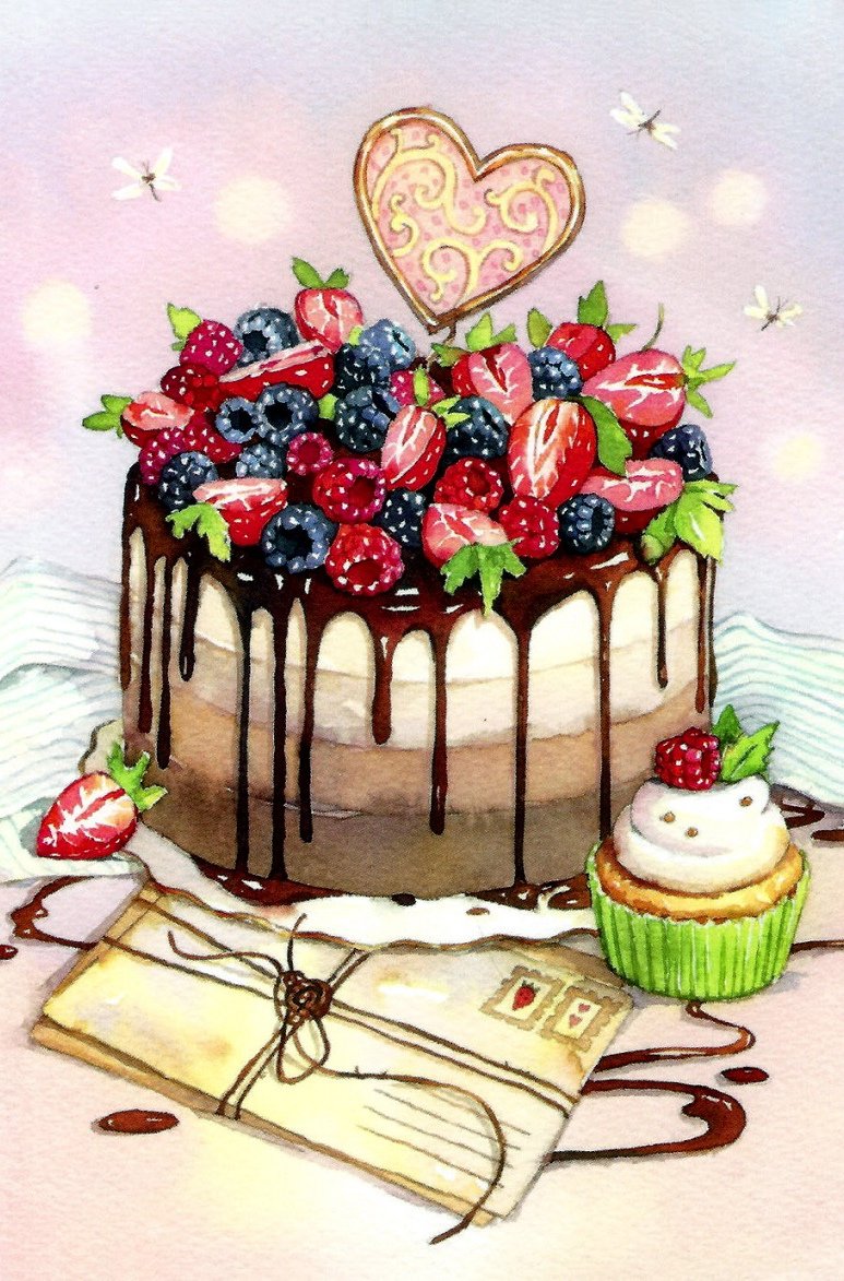 Открытки и картинки с днем рождения С тортом