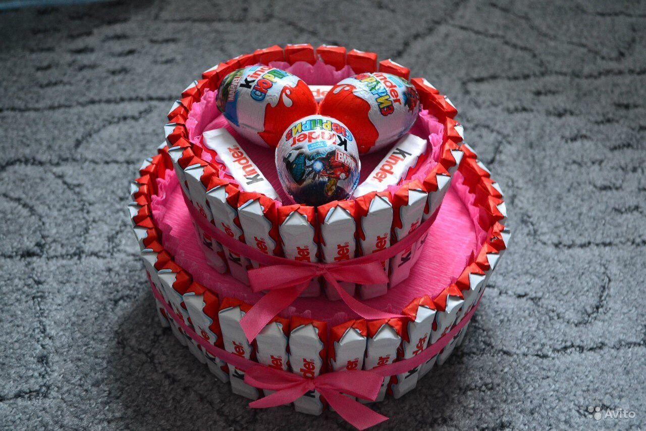 Торты для детей на день рождения из конфет - красивые фото