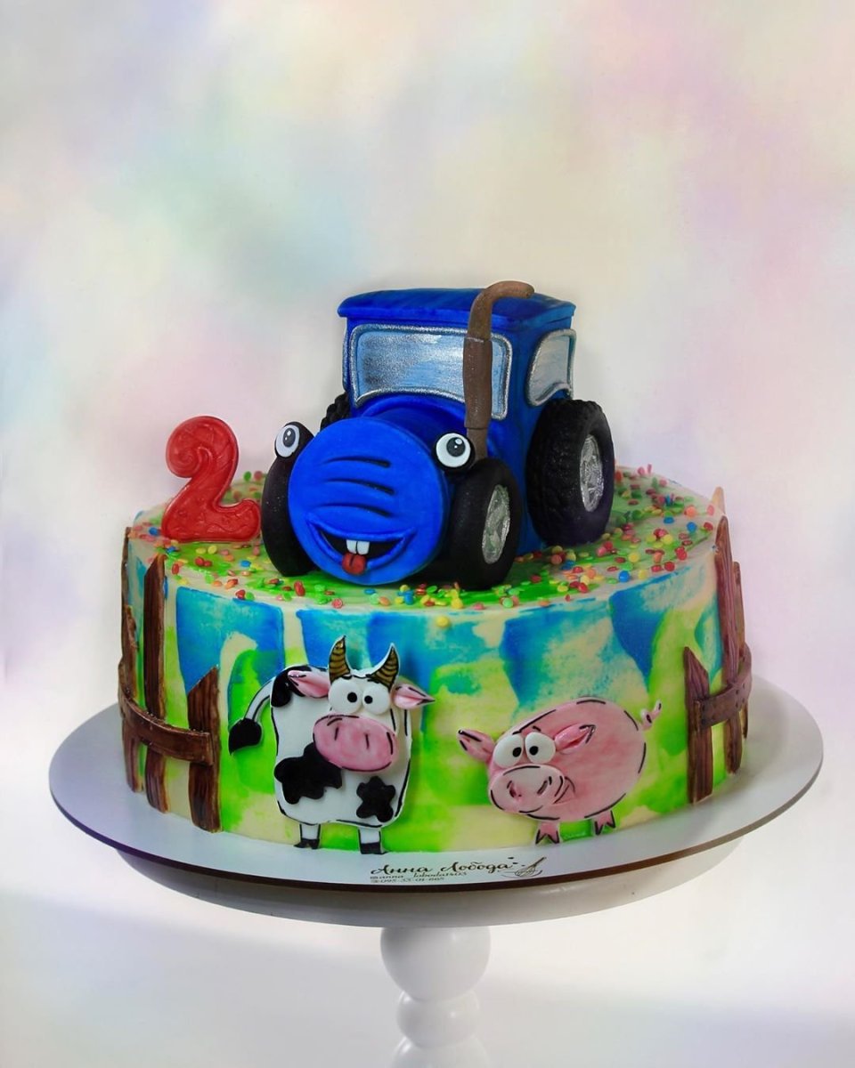 Торт на 3 года мальчику синий трактор