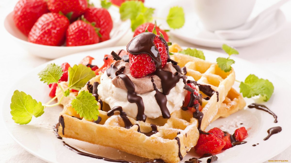 Бельгийские вафли с фруктами