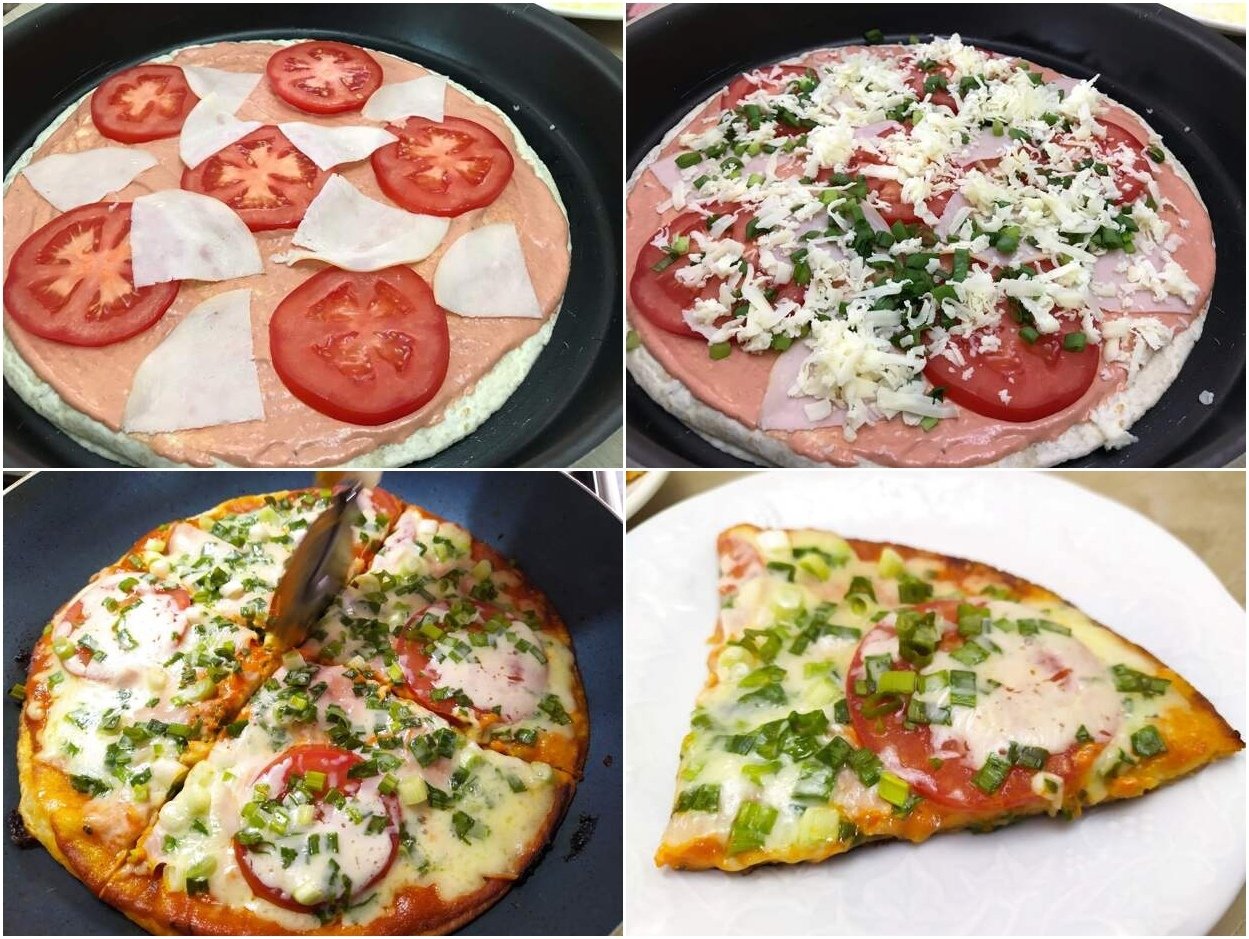 пицца из лаваша на сковороде с яйцом колбасой и сыром и помидорами на сковороде рецепт фото 11