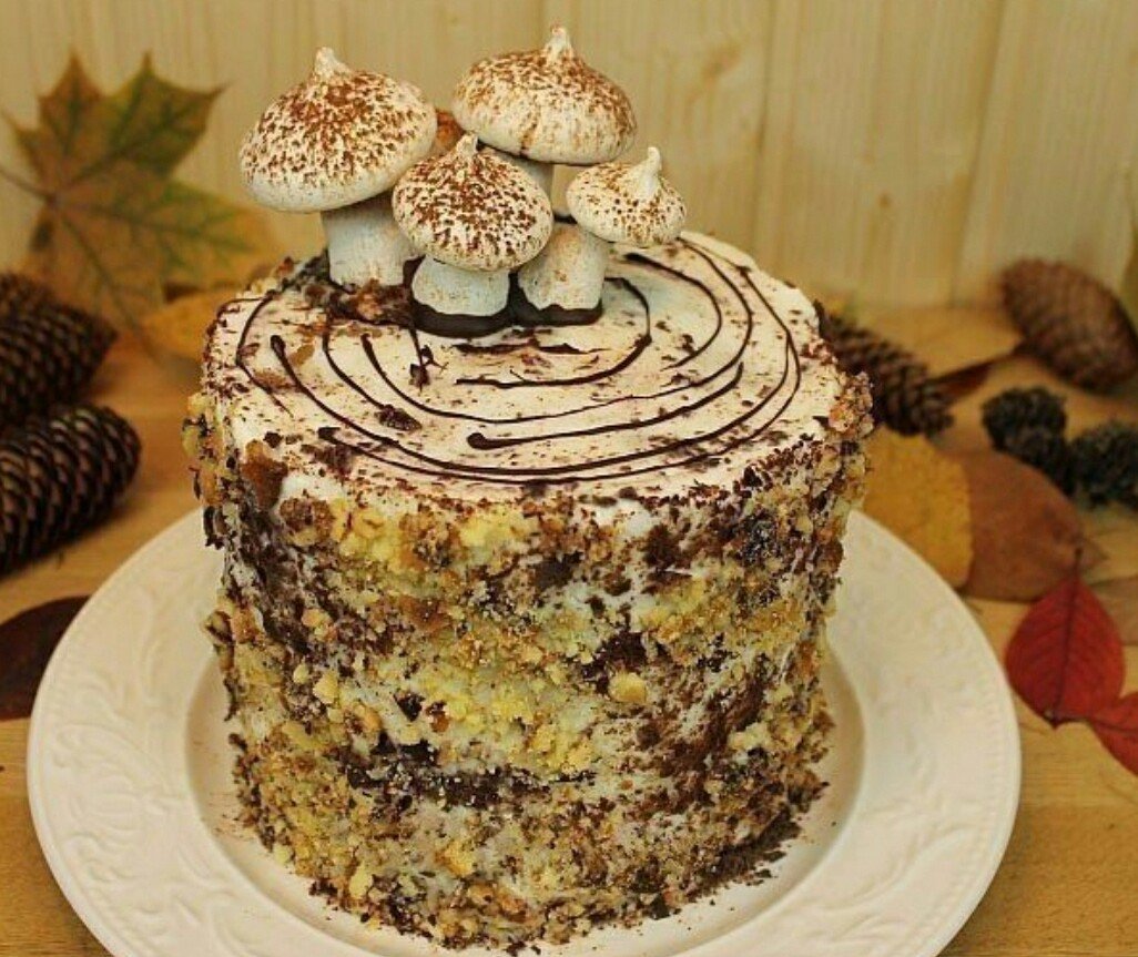 Декор торта пенек