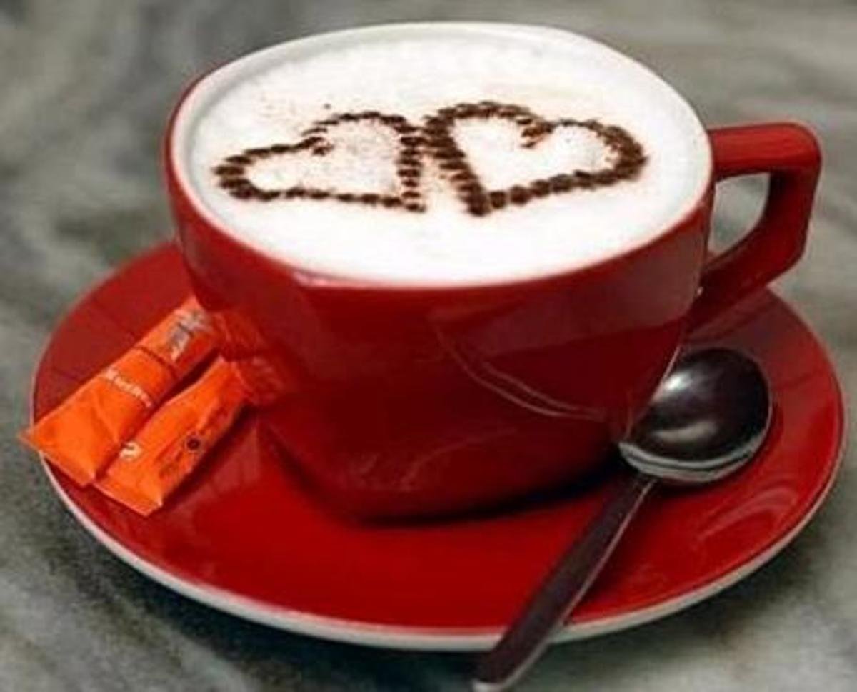 Доброе утро с кофе сердце с надписью