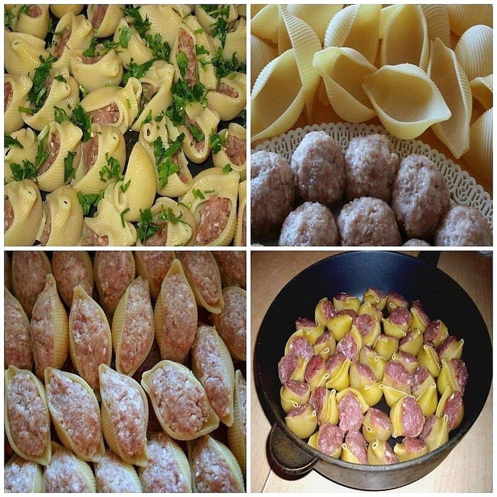 Гнёзда из макарон с фаршем