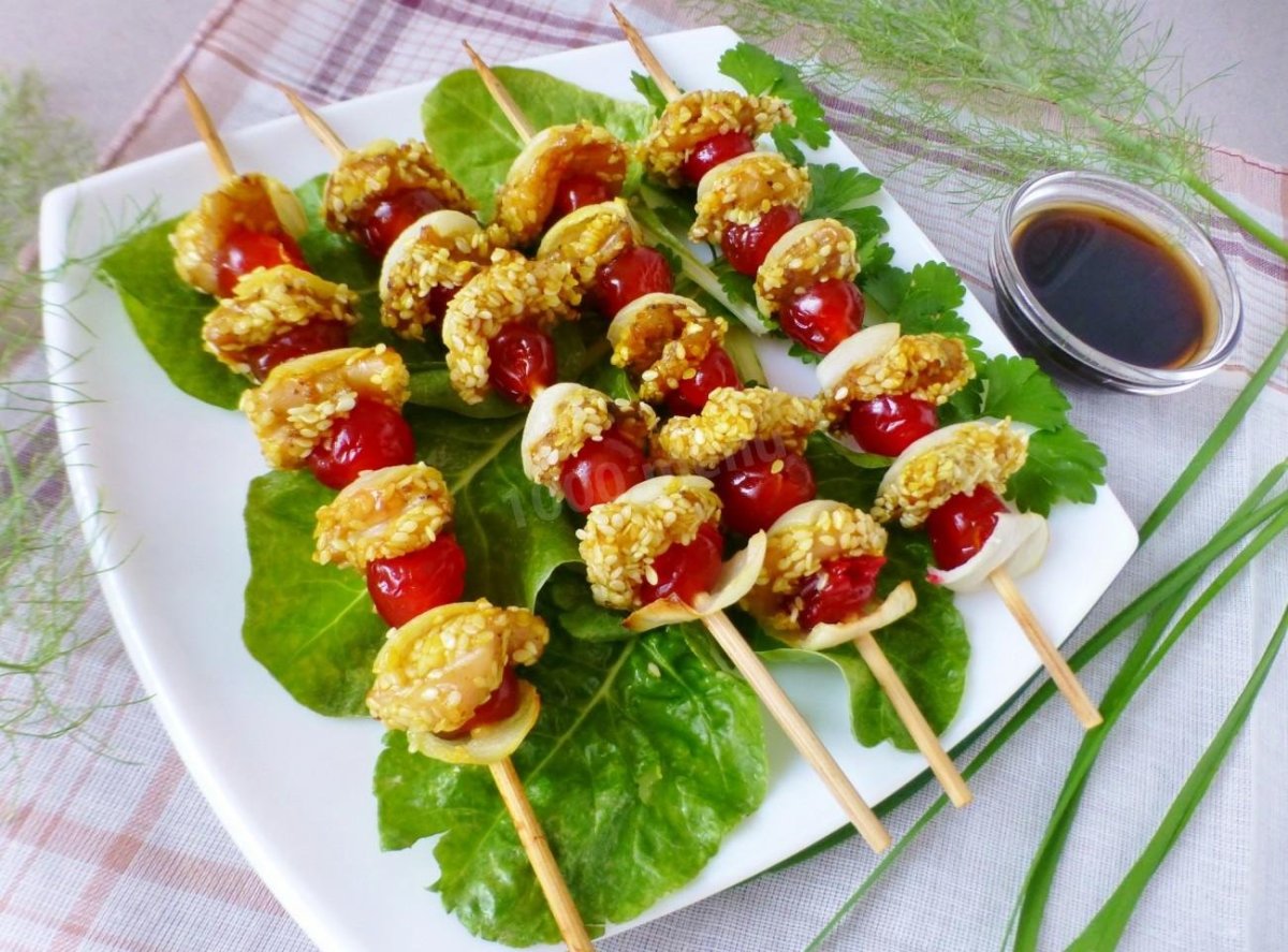 Закуска шашлычок на шпажках