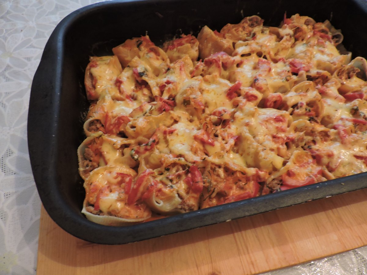 Паста с фаршем в духовке