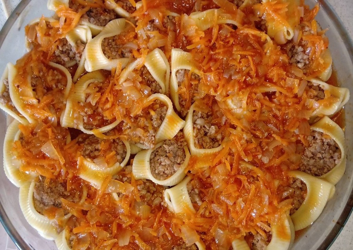 Крупные ракушки с фаршем