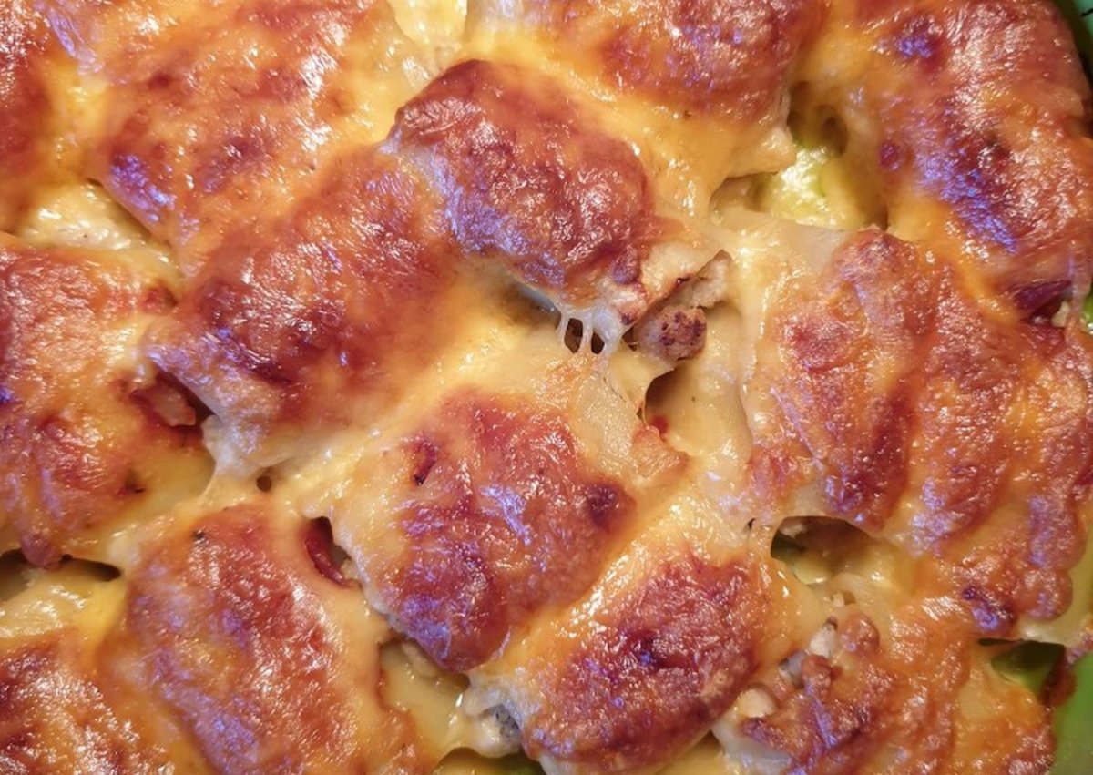 Ракушки с фаршем в сливках