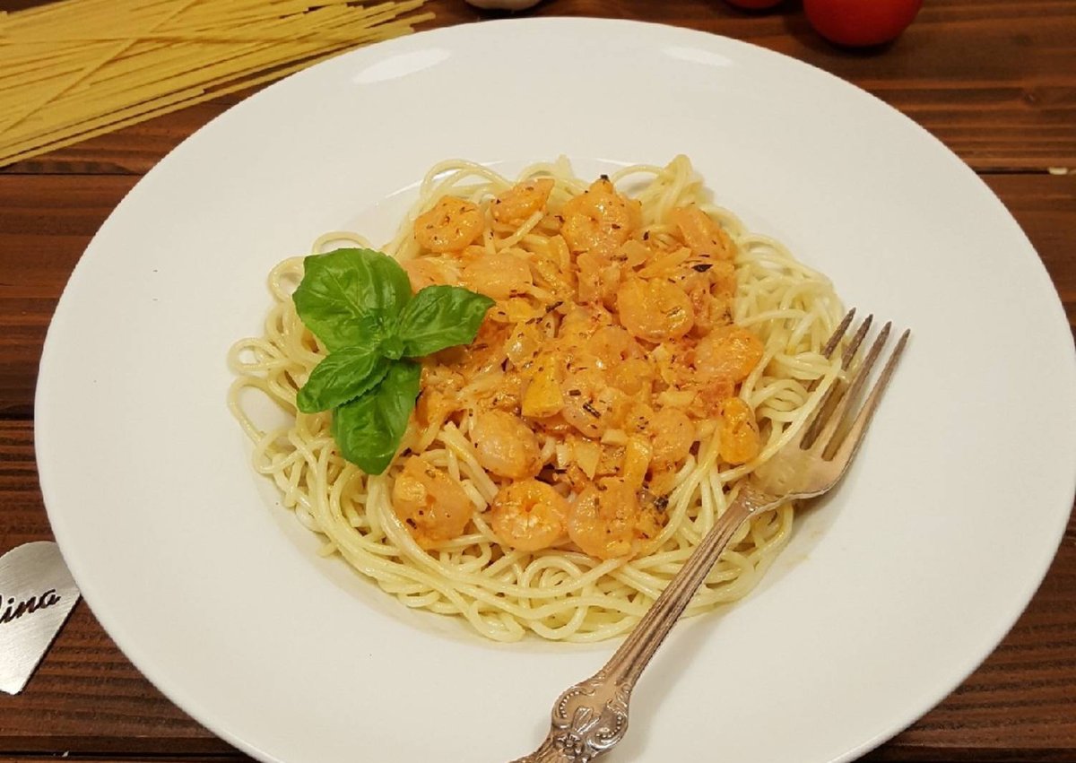 Паста птитим с кальмарами