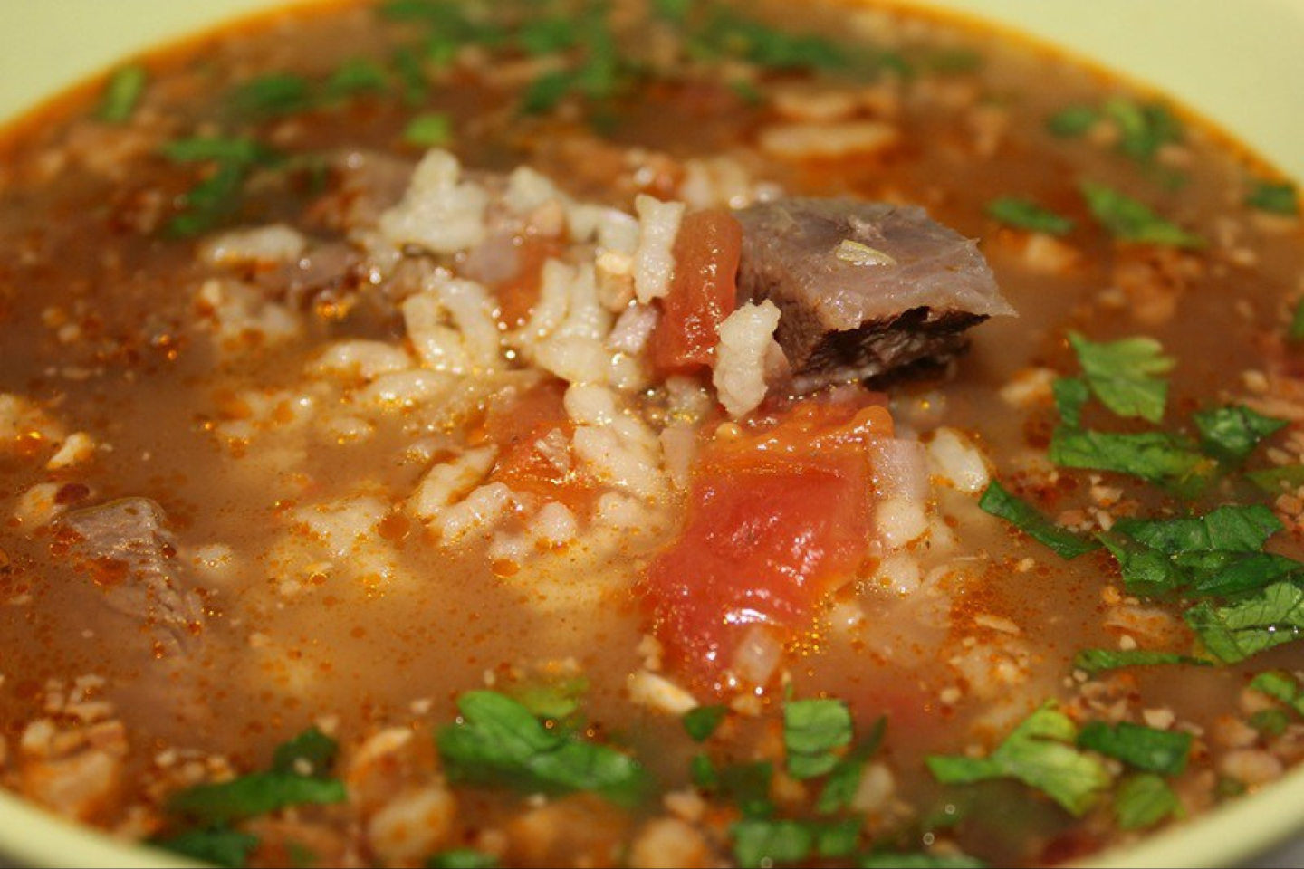 Суп из говядины с рисом и картошкой