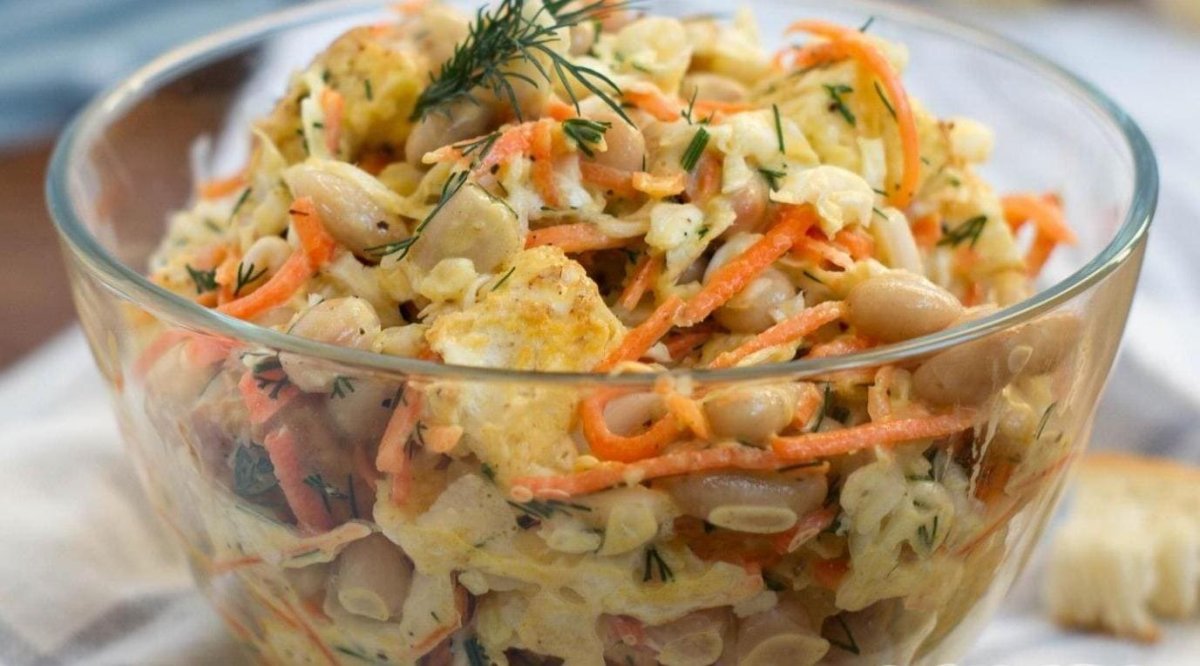 Фасолинка салат с корейской морковью