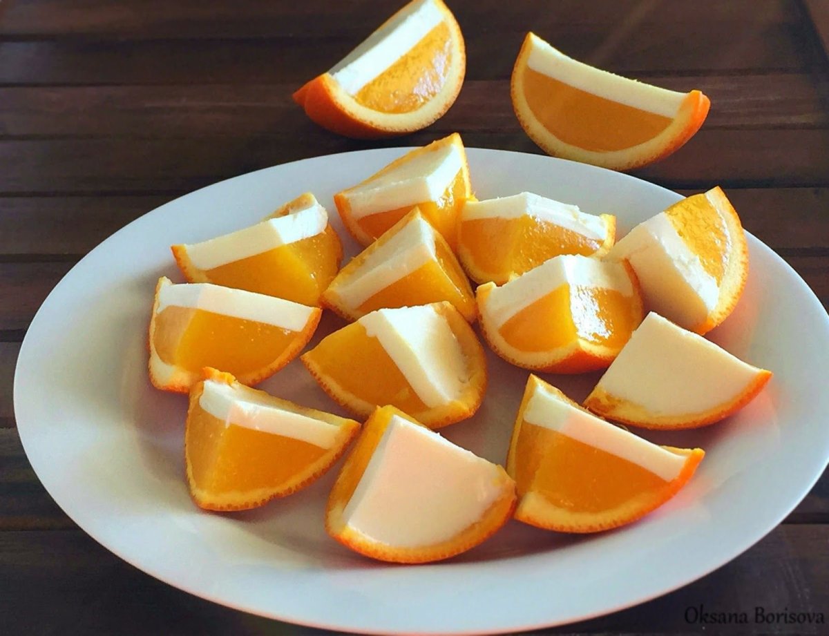 Десерт из апельсинов и желатина
